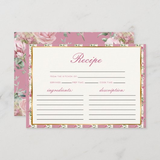 ラブシャックフィアンスレシピピンクブライダルシャワー エンクロージャーカード (正面/裏面)