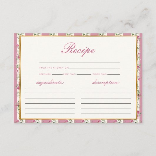 ラブシャックフィアンスレシピピンクブライダルシャワー エンクロージャーカード (正面)