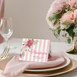 ラブシャックフィアンセ ピンクの弓のウェディングシャワー サンキューカード