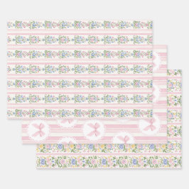 ラブシャックベイビー アプリコットピンク コケットボウ フラワー ラッピングペーパーシート
