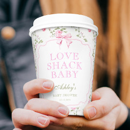 ラブシャックベビーピンクフローラベビーシャワー 紙コップ