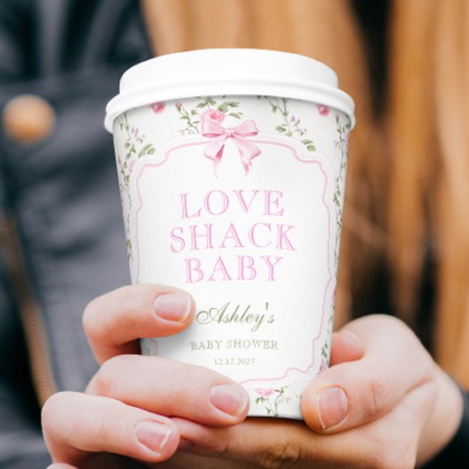 ラブシャックベビーピンクフローラベビーシャワー 紙コップ