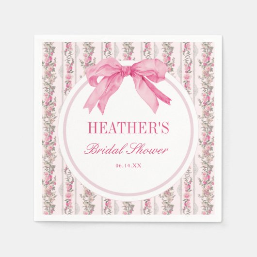 ラブシャックヴィンテージピンクブライダルシャワー スタンダードカクテルナプキン (正面)