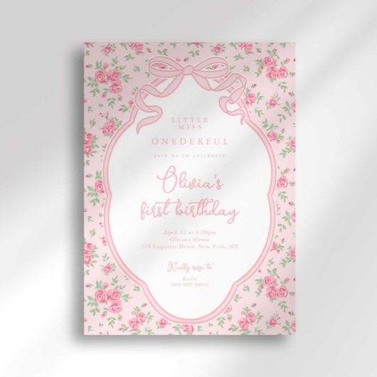 ラブシャック ボウ リトル ミス ワンダフル 1歳の誕生日 招待状