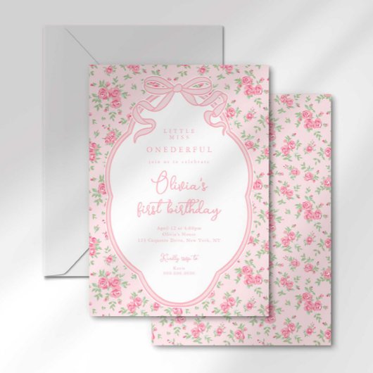 ラブシャック ボウ リトル ミス ワンダフル 1歳の誕生日 招待状