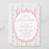 ラブシャック ヴィンテージ ピンク フローラル エレガント ベビーシャワー 招待状 (正面)