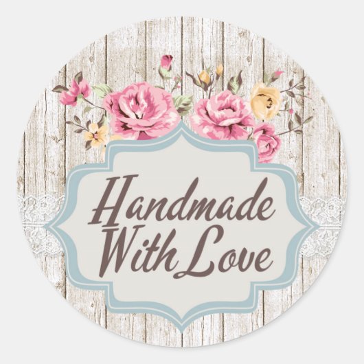 ラブシャビーのシックなフローラ木材で手作り素朴 ラウンドシール (正面)