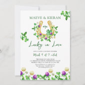 ラブシャムロックとクローバーのカップルシャワー 招待状 (正面)