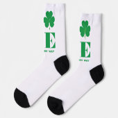 ラブシャムロッククローバーアイリッシュカスタム文字グリーンホワイト ソックス (左)
