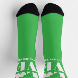 ラブシャムロッククローバーアイリッシュグリーンホワイトカスタム文字 ソックス