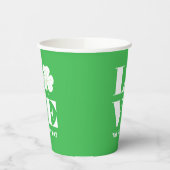 ラブシャムロッククローバーアイリッシュグリーンホワイトカスタム文字 紙コップ (左)
