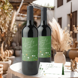 ラブシャムロックワイルドフラワーアイリッシュ結婚ズ ワインラベル