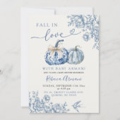 ラブシャワーでほこりっぽいブルーチノイスリーパンプキン秋 招待状 (正面)