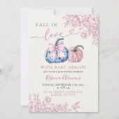 ラブシャワーのピンクブルーチノイスリーパンプキン秋 招待状 (正面)