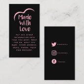 ラブシルエットで作られたピンクとブラックハート エンクロージャーカード (正面/裏面)