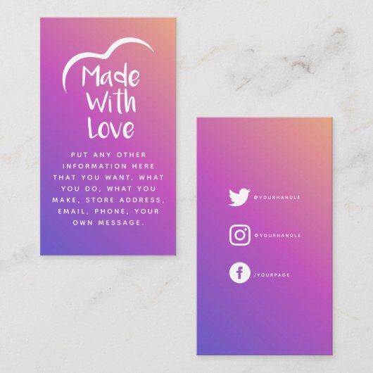ラブシルエットエンクロージャで作られたハートグラデーション エンクロージャーカード (正面/裏面)