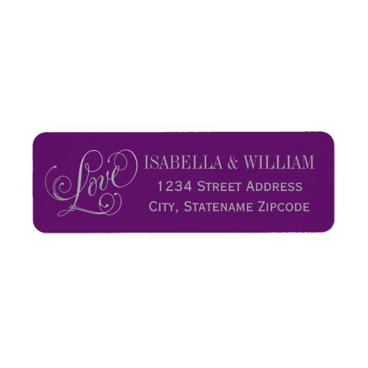 ラブシルバースクリプトパープル結婚ズ差出人住所 ラベル (正面)