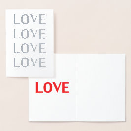 ラブシルバー&レッドミニマリストインテリア文字 モダン 箔カード