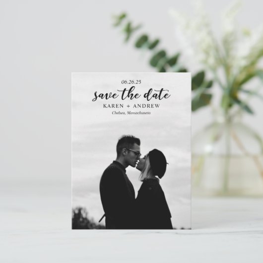 ラブシンプルウエディングの日付を保存 シーズンポストカード (スタンド正面)