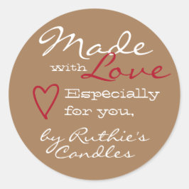 ラブシンプルハートブラウンカラーで作ったミニマリスト ラウンドシール