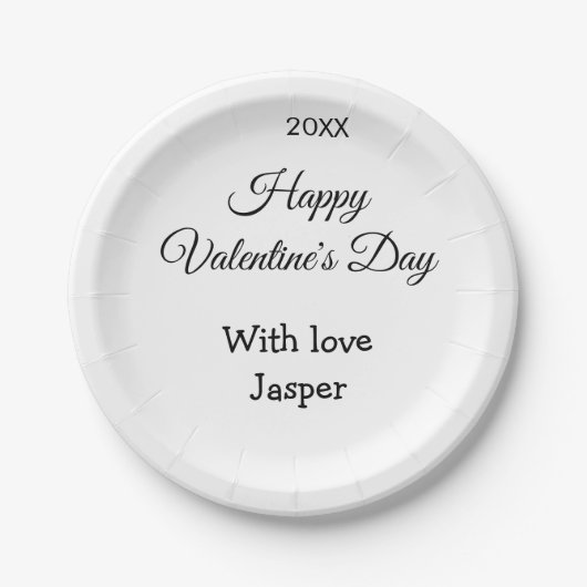 ラブシンプル今年のスタイルお名前バレンタインデー ペーパープレート (正面)