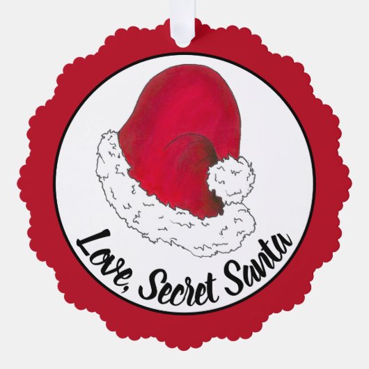 ラブシークレットサンタクロースめでたいクリスマス赤クリスマス オーナメントカード (正面)