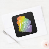 ラブシーズノーカラー引用文レインボーブラック スクエアシール (封筒)