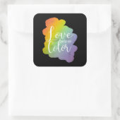 ラブシーズノーカラー引用文レインボーブラック スクエアシール (バッグ)