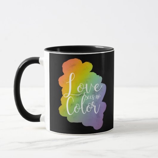 ラブシーズノーカラー引用文レインボーブラック マグカップ (左)