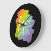 ラブシーズノーカラー引用文レインボーブラック ラージ壁時計 (傾斜)