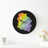 ラブシーズノーカラー引用文レインボーブラック ラージ壁時計 (ホーム)
