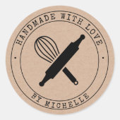 ラブシール付き手作りベーキングパーソナライズされたシール ラウンドシール (正面)