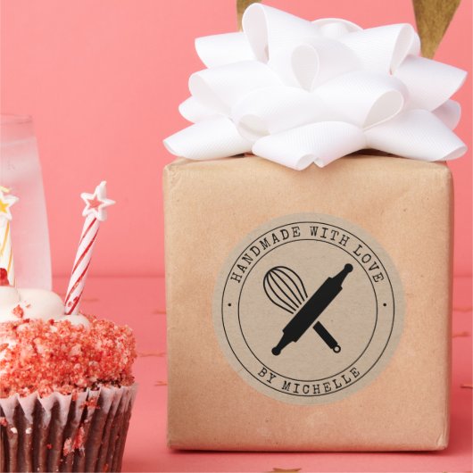 ラブシール付き手作りベーキングパーソナライズされたシール ラウンドシール (パーティー)
