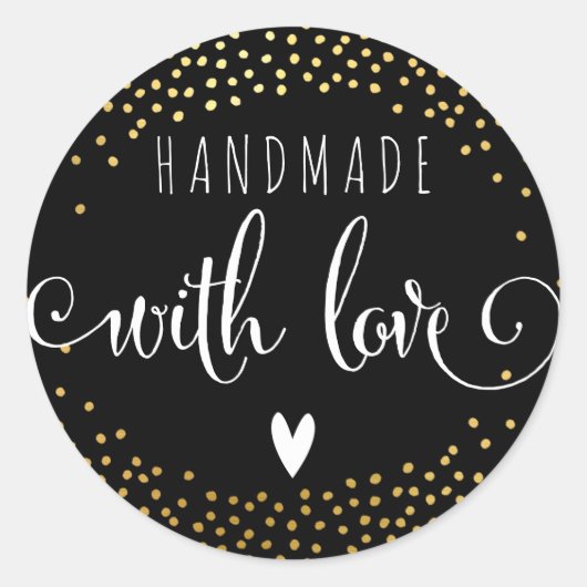 ラブシール付き手作り可愛い金ゴールド紙吹雪スポット ラウンドシール (正面)