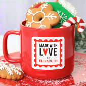 ラブシール付き赤いハート スクエアシール