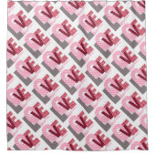 ラブジオメトリックマゼンタ文字 シャワーカーテン (正面)