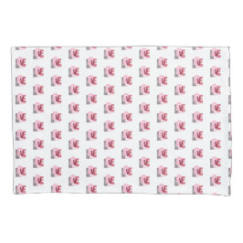 ラブジオメトリックマゼンタ文字 枕カバー