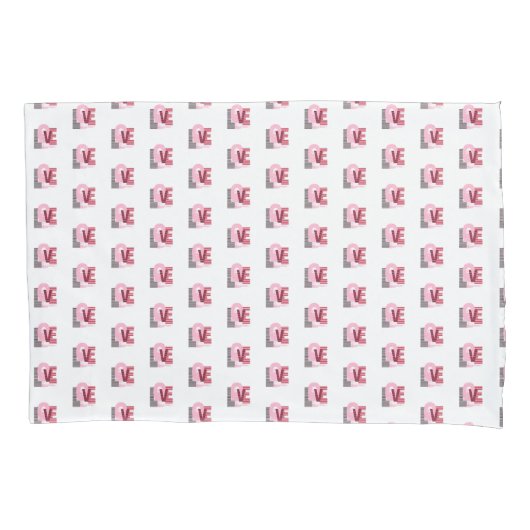 ラブジオメトリックマゼンタ文字 枕カバー (正面)