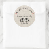 ラブジャムラベル付き手作りハート ラウンドシール (バッグ)