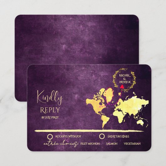 ラブジャーニー ウェディングのオーダーメイドマップ 出欠カード (正面/裏面)