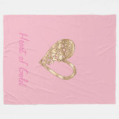 ラブジョイハートの金ゴールド フリースブランケット (正面(横))