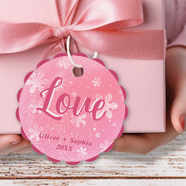 ラブジョイピンクスノーフレークスクリスマスホリデー フェイバータグ