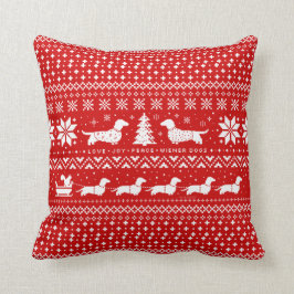 ラブジョイピースウィーナー犬クリスマスパターン クッション