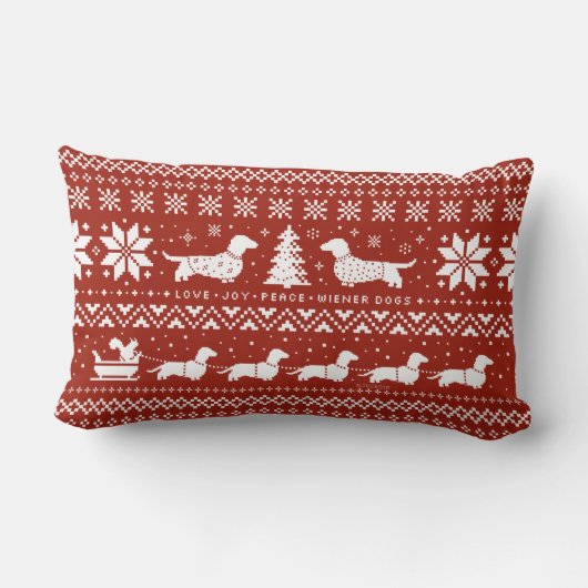 ラブジョイピースウィーナー犬クリスマスパターン ランバークッション (裏面)
