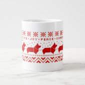 ラブジョイピースコーギスフェスティバルクリスマスホリデー ジャンボコーヒーマグカップ (正面)