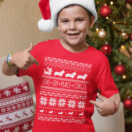 ラブジョイピースコーギスフェスティバルクリスマスホリデー Tシャツ