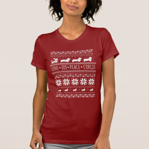 ラブジョイピースコーギスフェスティバルクリスマスホリデー Tシャツ