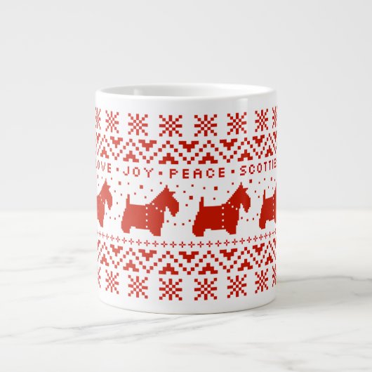 ラブジョイピーススコットランドフェスティバルクリスマスドッグ ジャンボコーヒーマグカップ (正面)