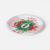 ラブジョイピースホリデーエレガントリースグリーンレッド ペーパープレート (アングル)