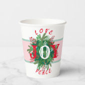 ラブジョイピースホリデーエレガントリースグリーンレッド 紙コップ (裏面)